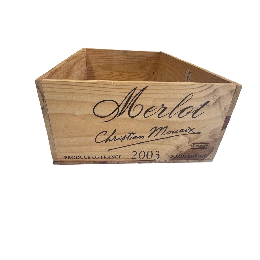 Vintage 2003 Christian Moueix Merlot Bordeaux Wooden Wine Crate France Storage - Picture 5 of 10